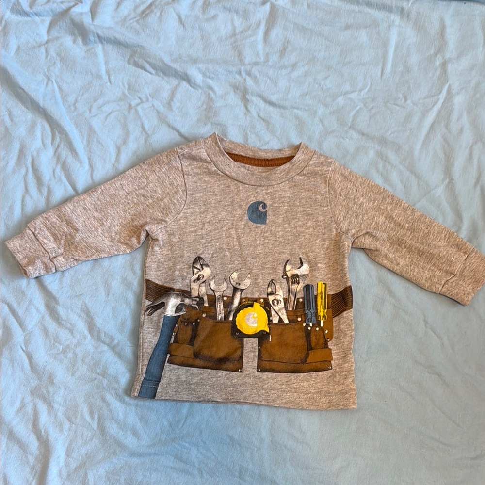 Carhartt Gray Long Sleeve Tee with Toolbelt Illustration